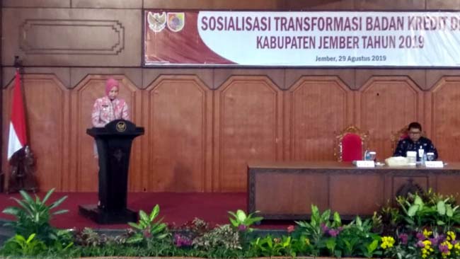 PAPARAN : Bupati Jember dr. Faida ketika melaksanakan sosialisasi di Aula Pemkab PB Soedirman. (ist)